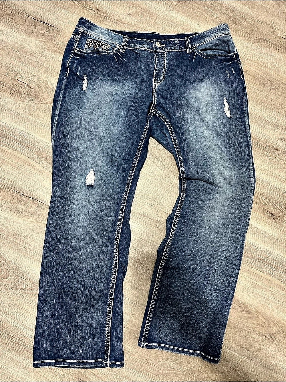 Vintage Zana Di Y2K Embellished Bootcut Jeans - Size 20W Plus Size Thick Stitch